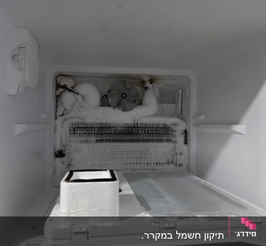 מקפיא עם קרח על המאוורר והסלילים